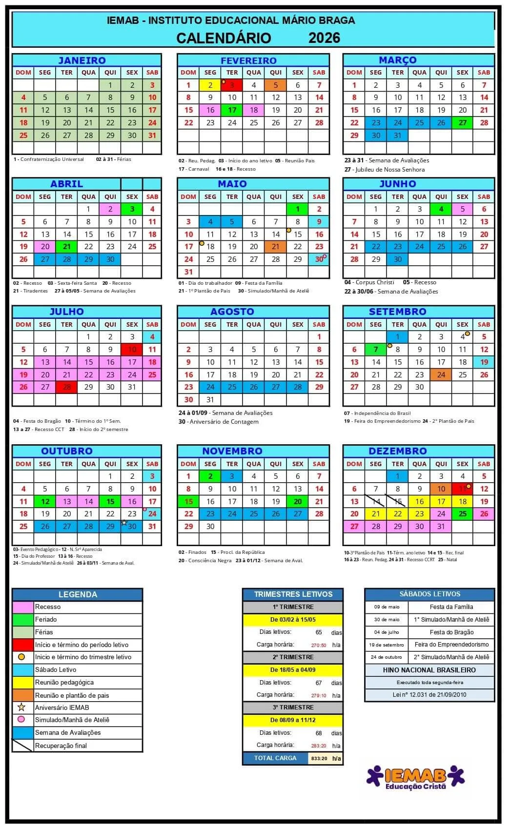 Calendário IEMAB 2026